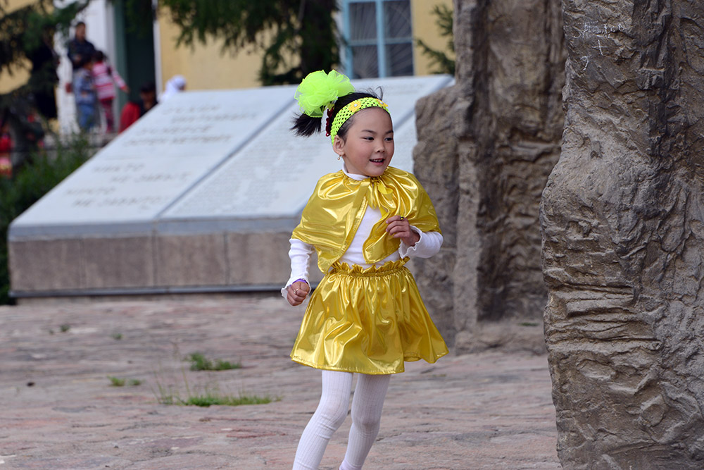 Kyrgyzstan Bokonbayevo World War II Memorial Girl