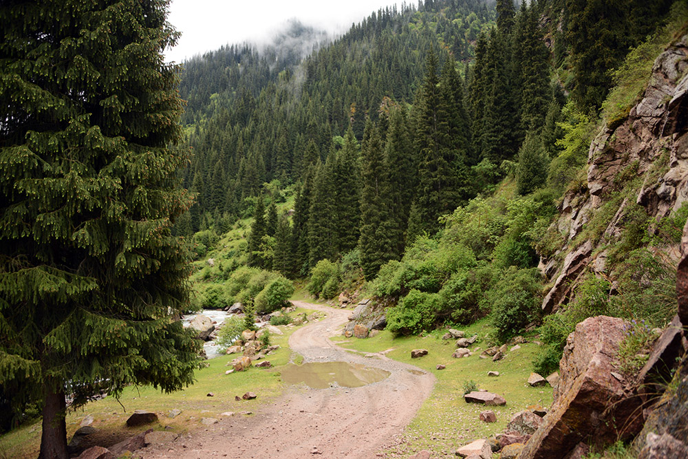 Hiking trail in the Tian Shan Mountains of Kyrgyzstan