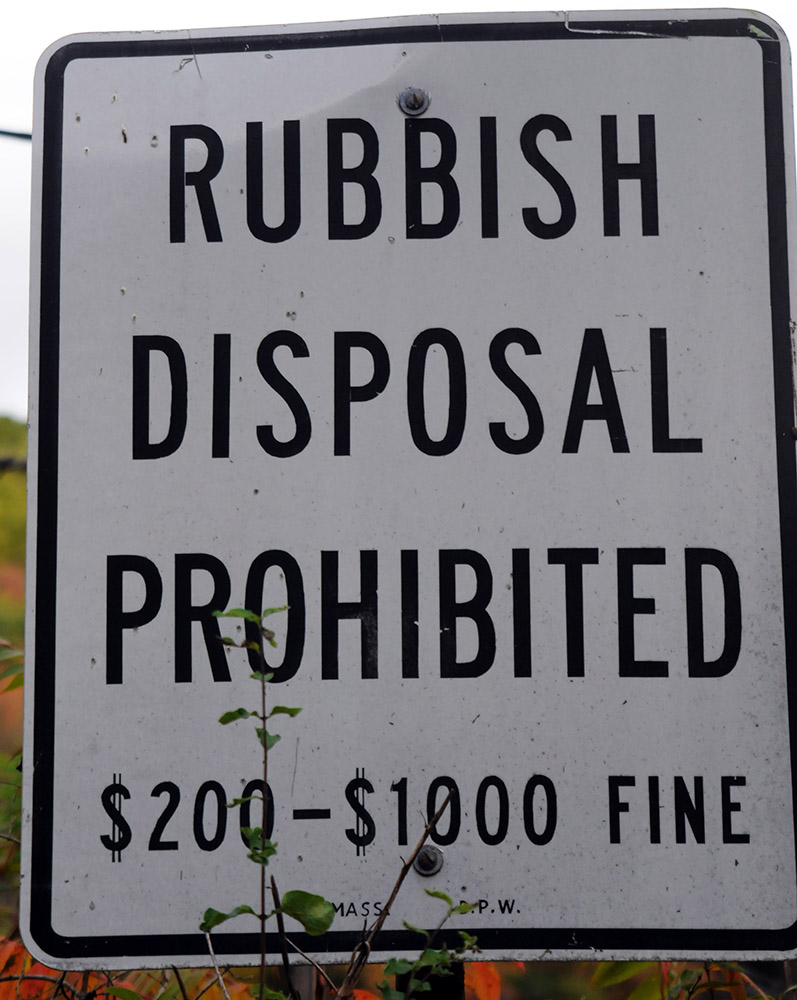 No rubbish sign in the Berkshires Massachusetts