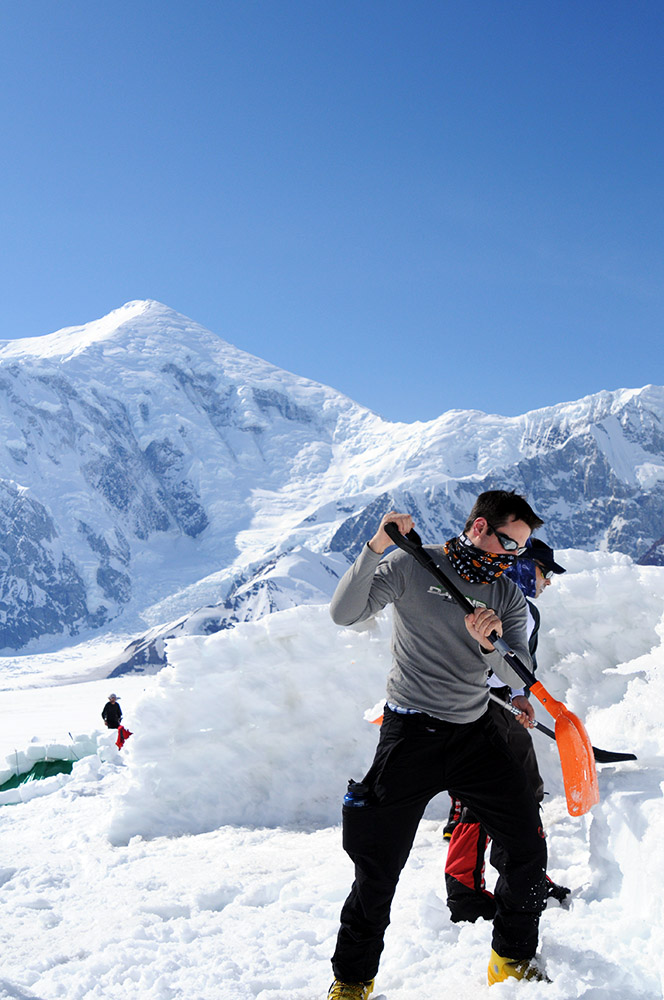 Setting up Denali Base Camp on the Kahiltna Glacier