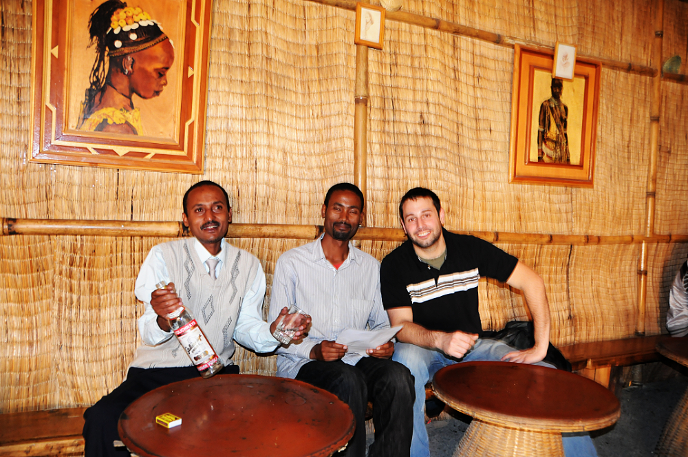 Trying Ethiopian coffee in a traditional coffee house