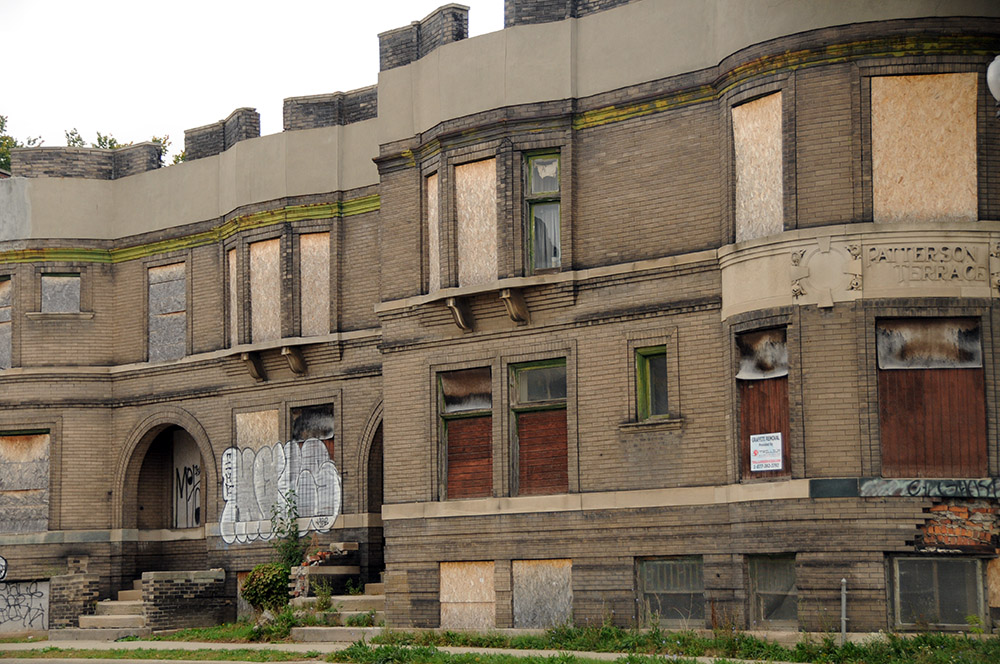 Abandoned homes in a Detroit neighborhood