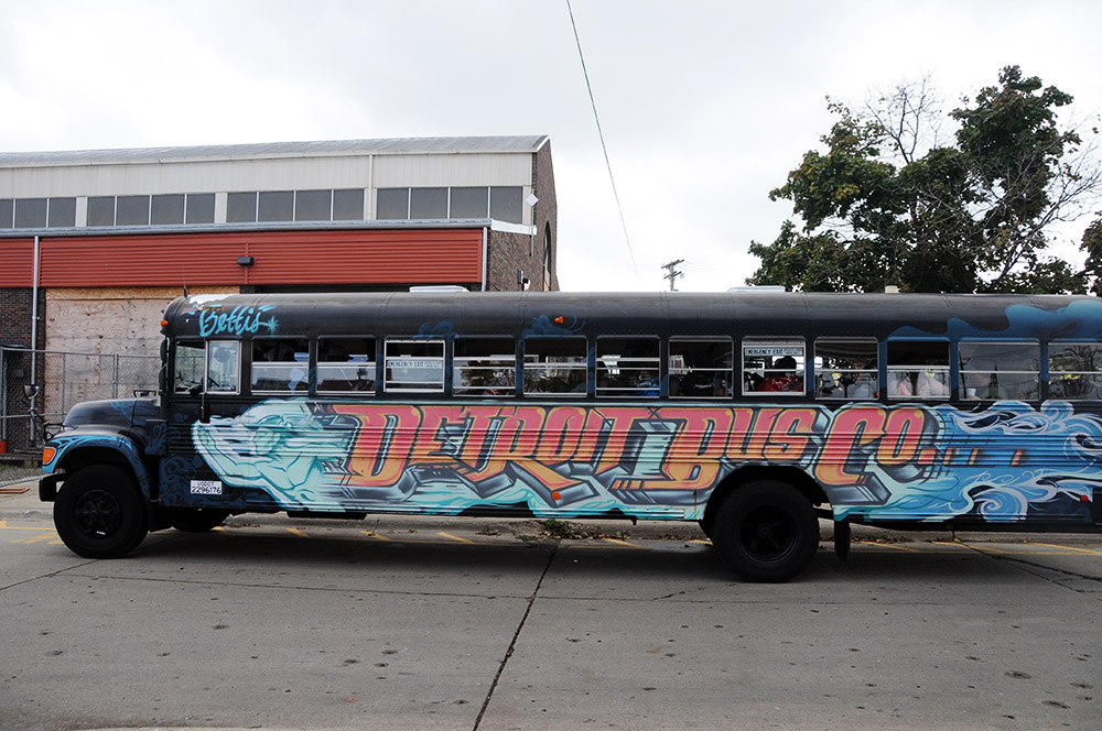 Colorful bus at Eastern Market in Detroit