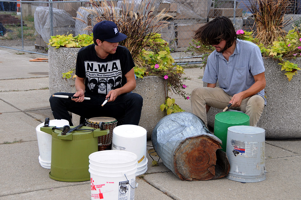 Drummers performing at Eastern Market in Detroit
