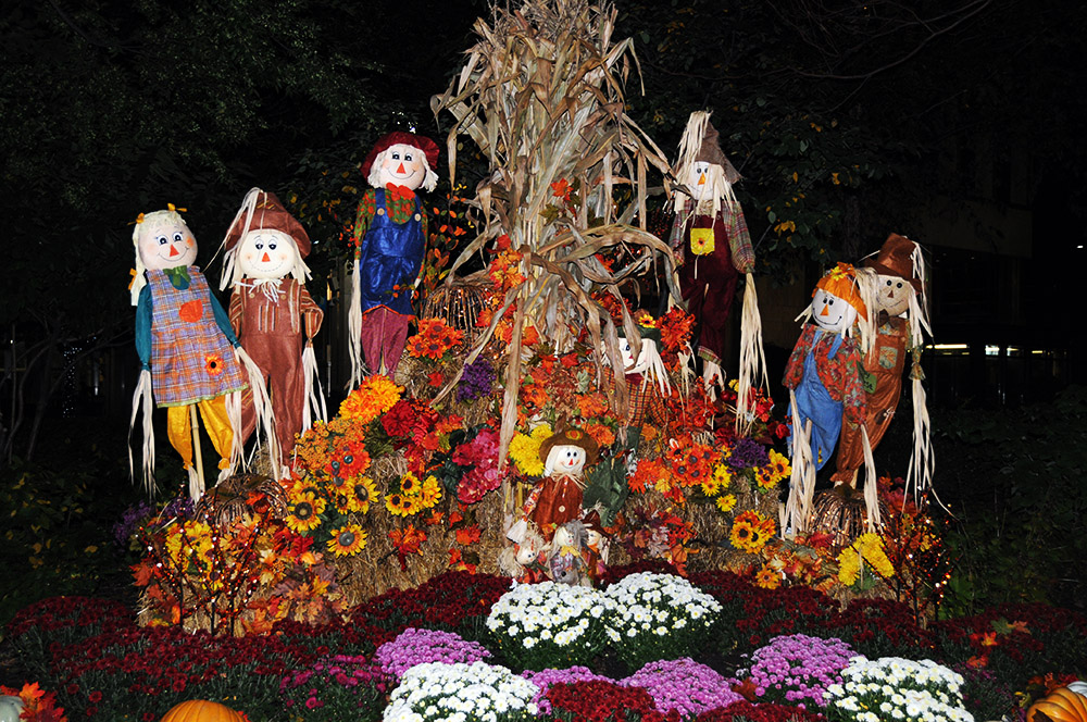Fall decorations in Detroit Michigan