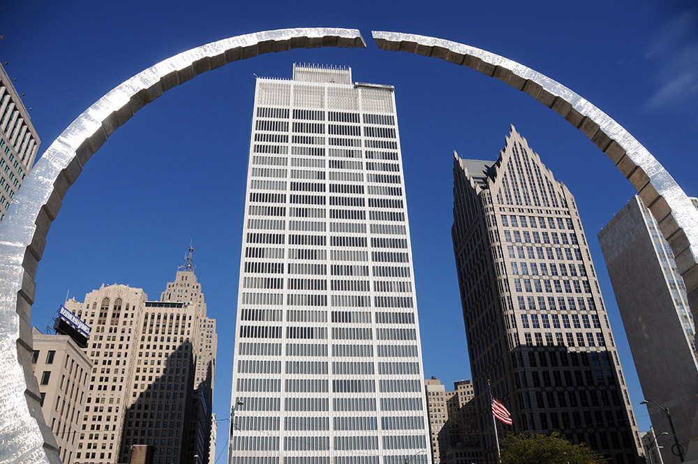Labor Legacy Monument in downtown Detroit Michigan