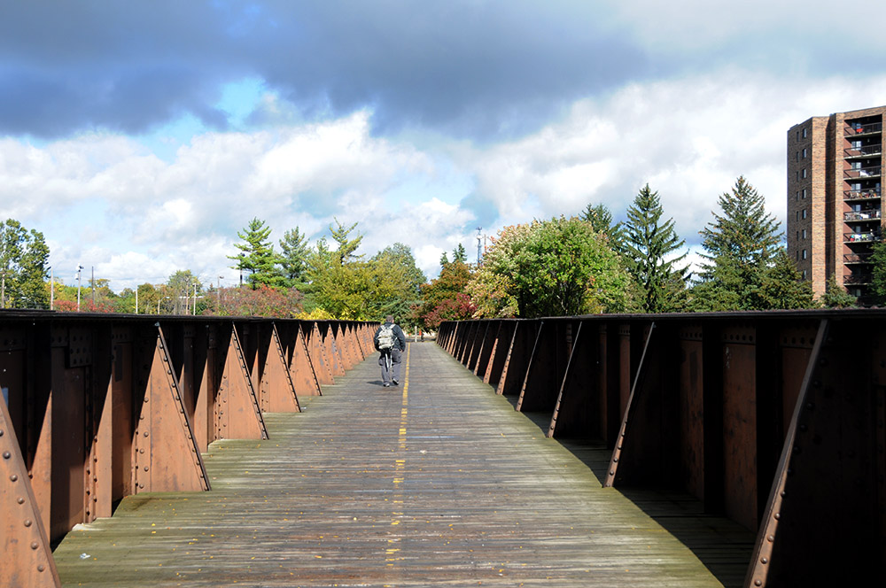 Bridge crossing the Grand River in Lansing Michigan