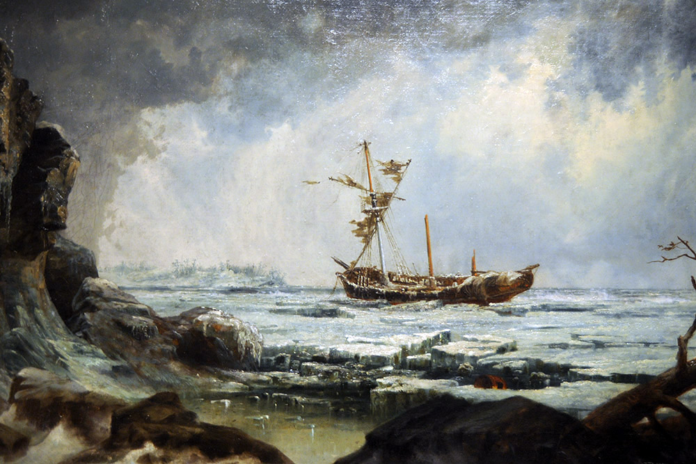 Historic Great Lakes ship painting at the Michigan History Center