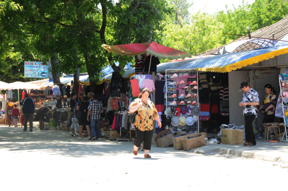Town market in rural Moldova