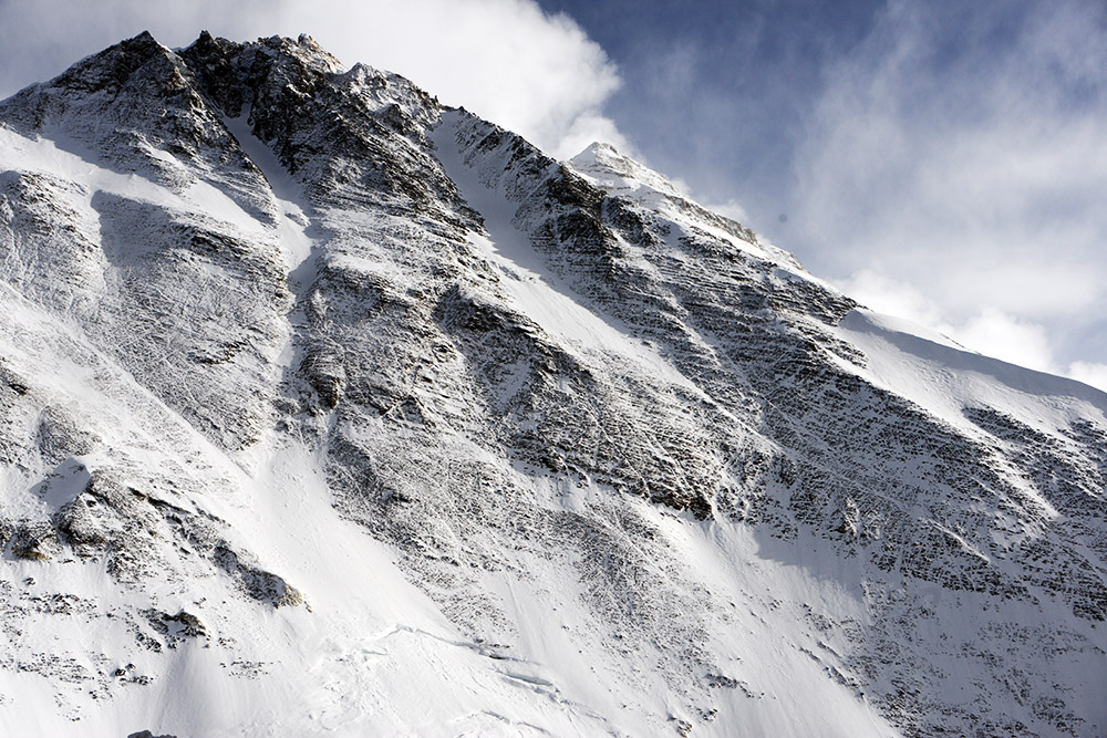 View toward the summit of Mount Everest from Advanced Base Camp