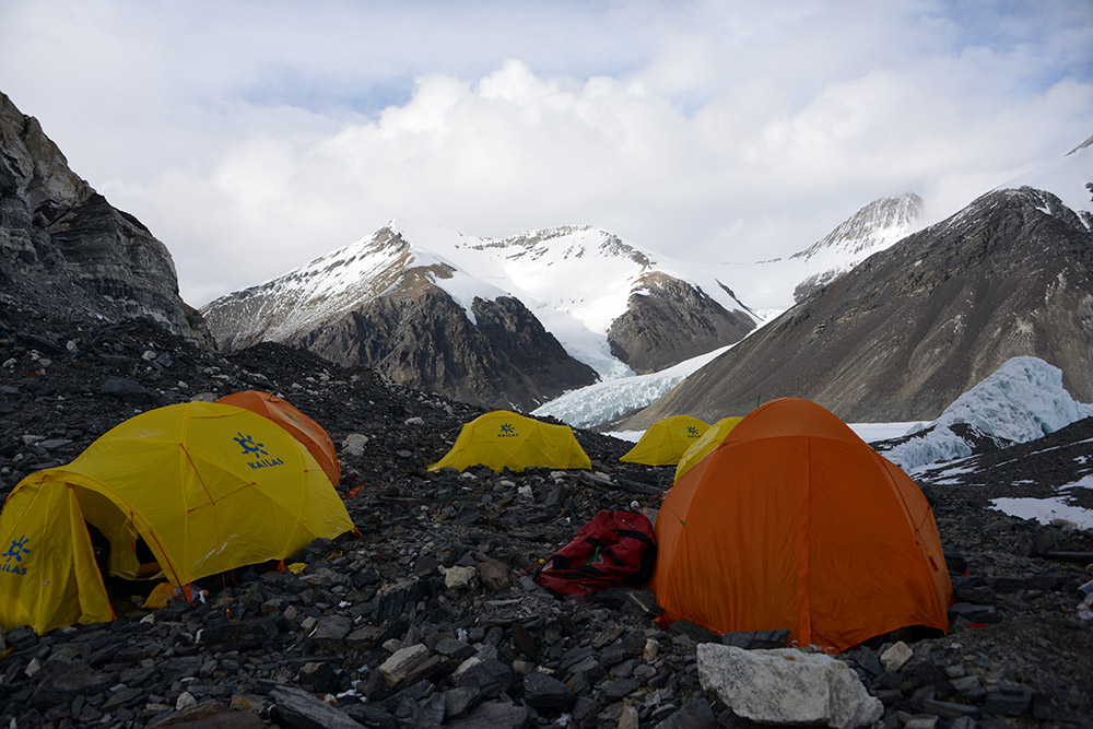 Tents at Advanced Base Camp on Mount Everest in Tibet