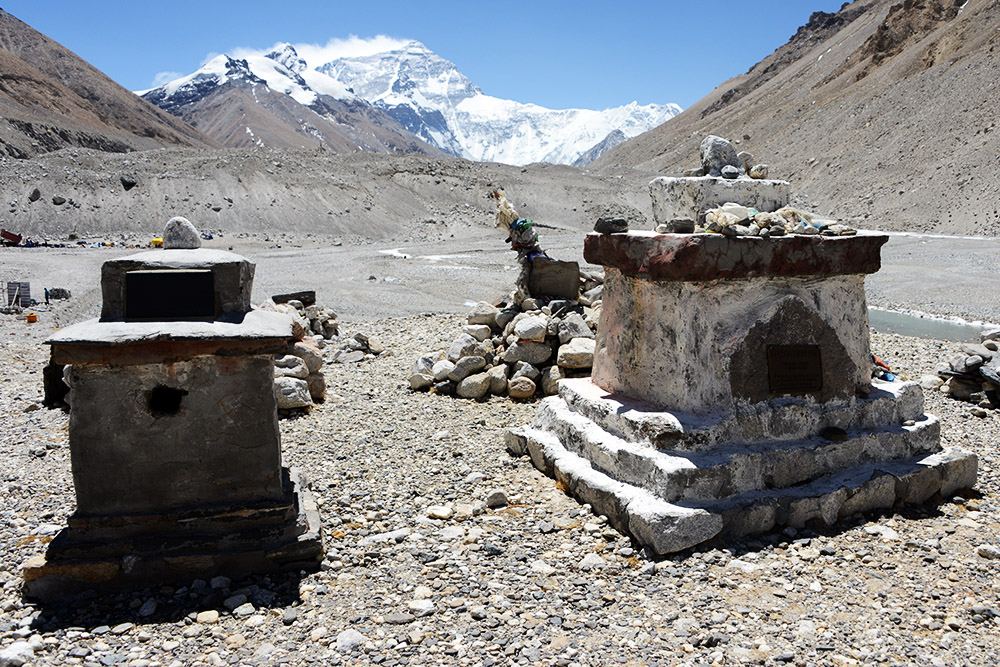 Climbers memorial at Mount Everest Base Camp in Tibet