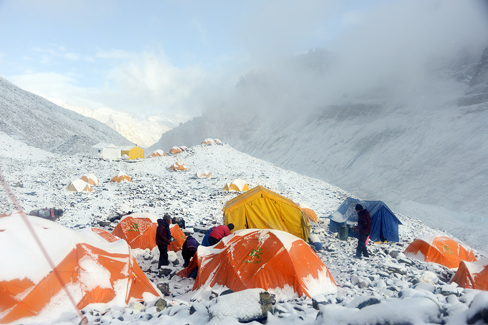 Interim Base Camp on the Tibet side of Mount Everest