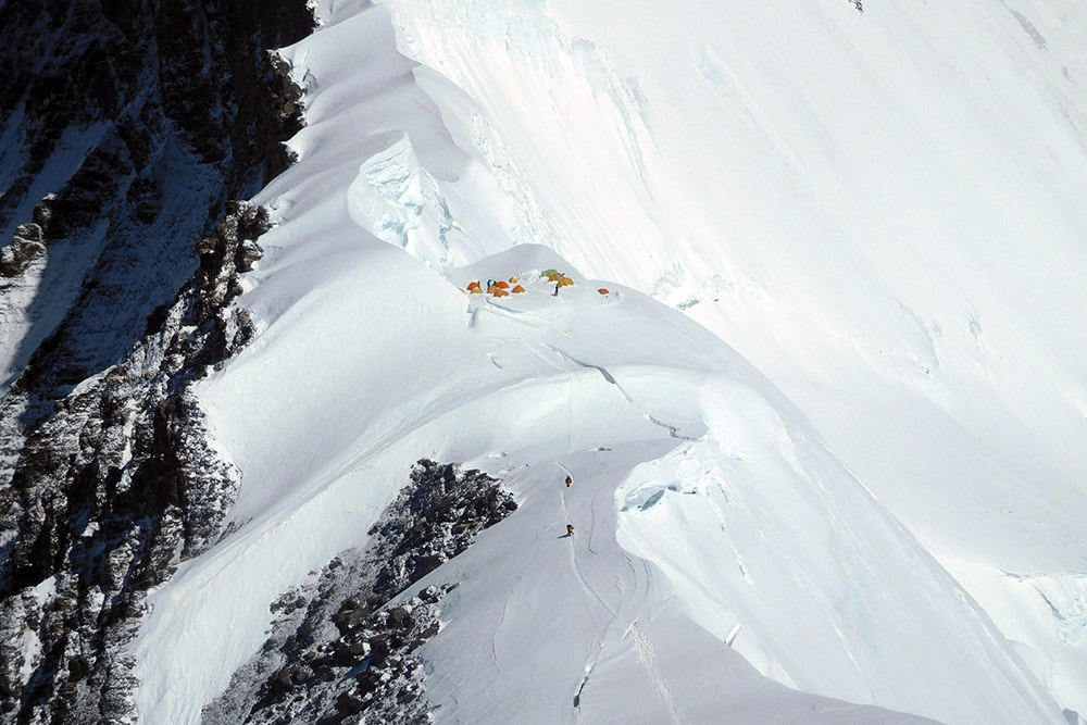 Camp I seen from the North Ridge of Mount Everest