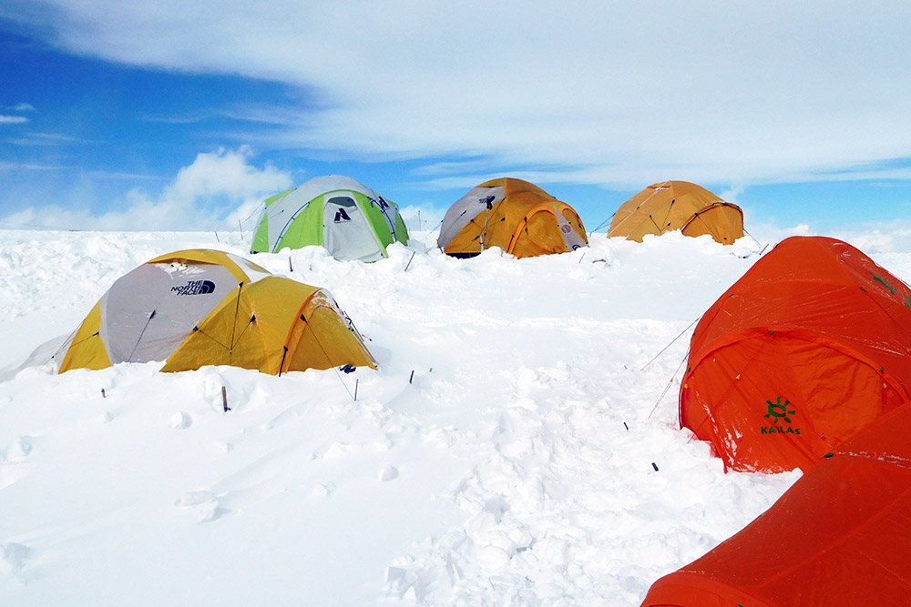 Expedition tents at Camp I on the North Col