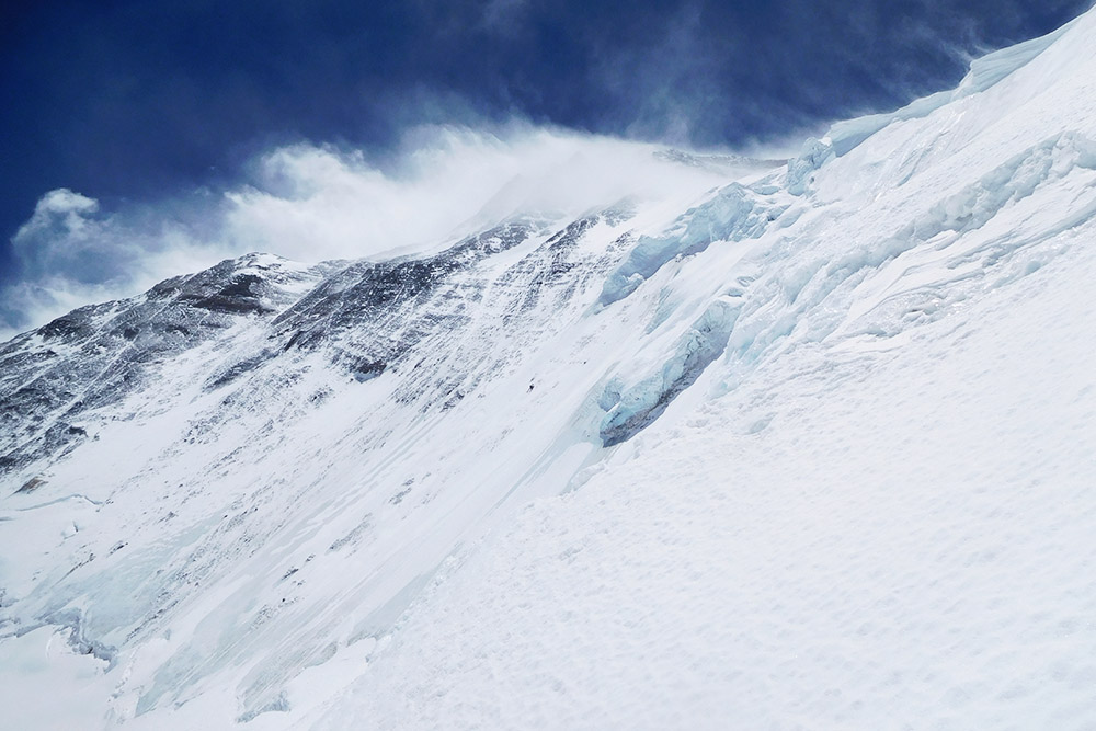 Steep slopes of the North Col on Mount Everest