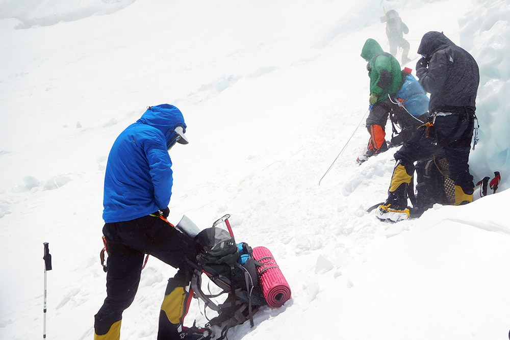Climbers preparing to start up the North Col