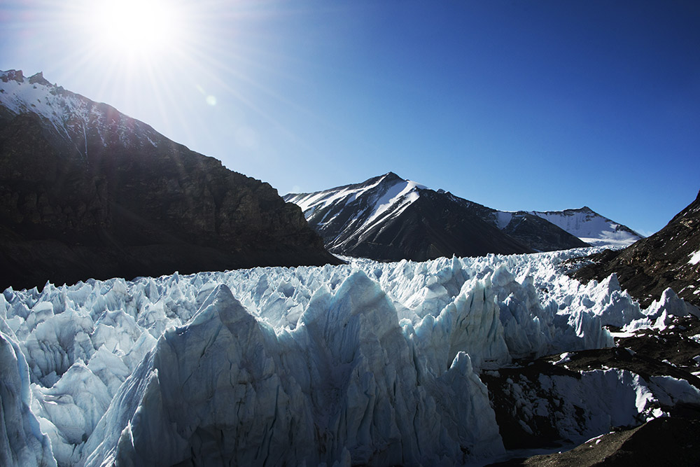 Large penitentes on the Tibet side of Mount Everest