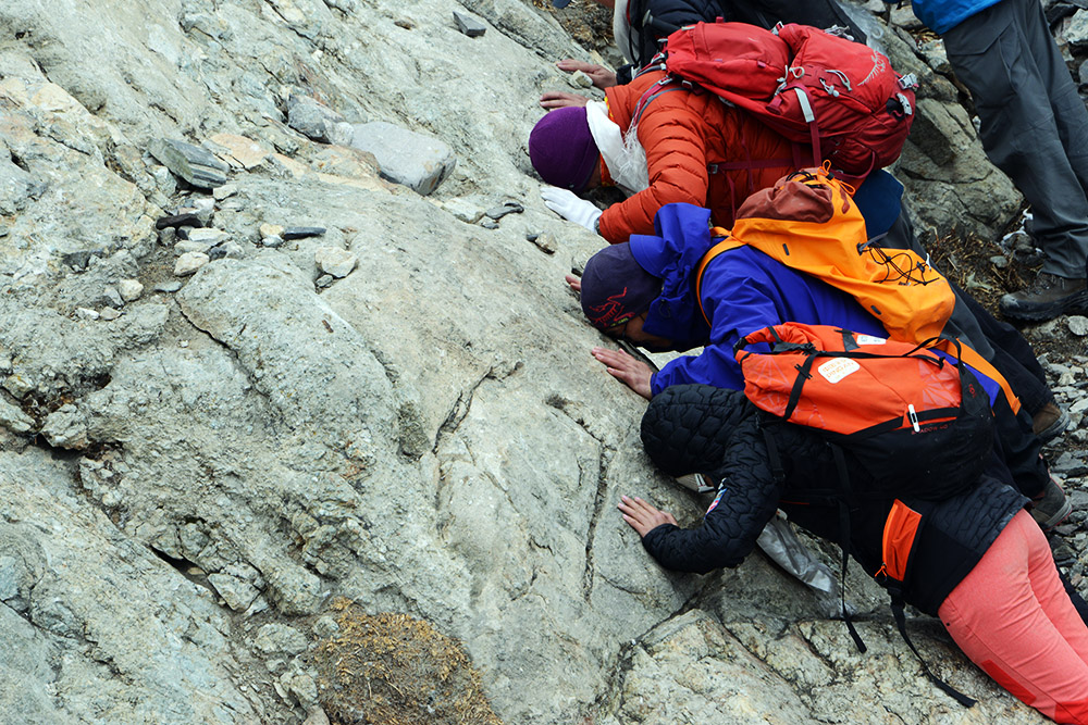 Visitors praying at Rongbuk Monastery in Tibet