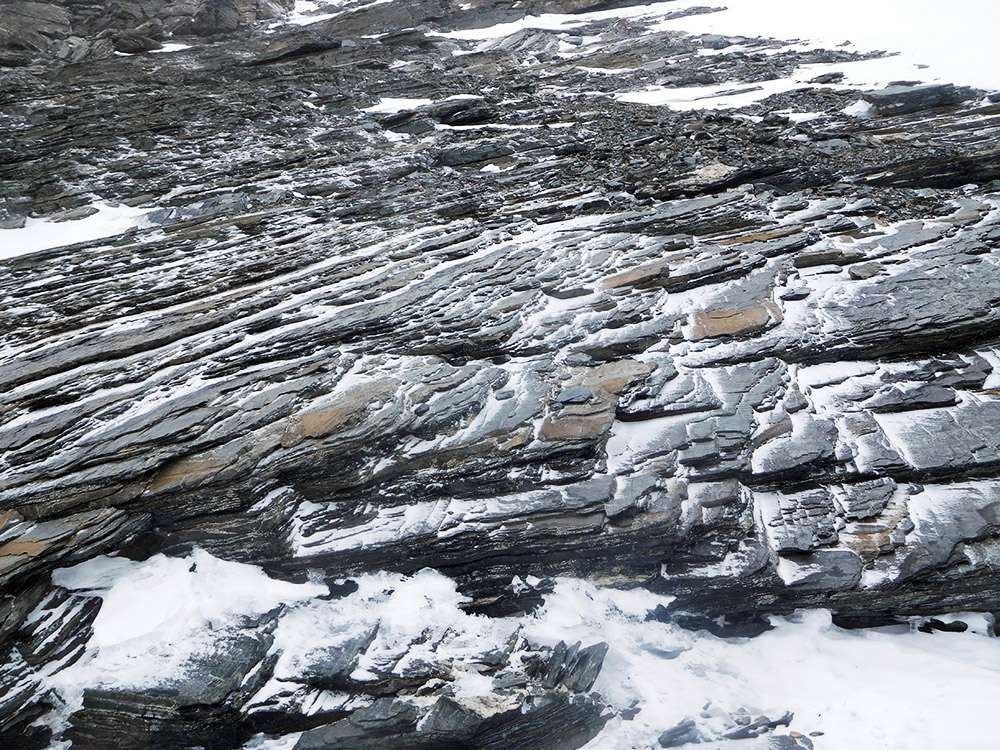 Wind-swept rocks high on Mount Everest
