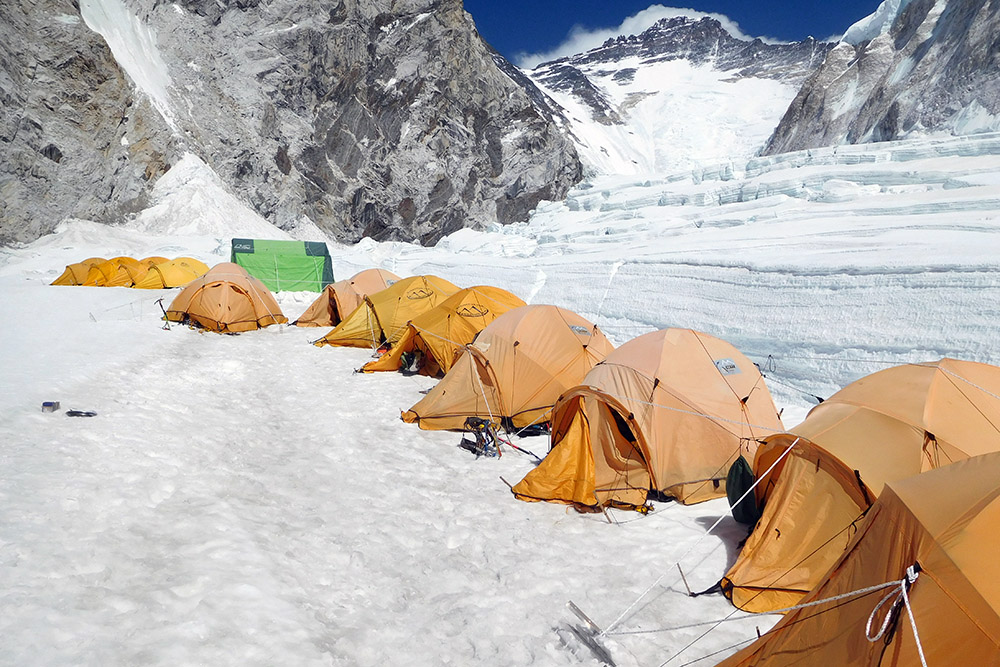 Camp I in the Western Cwm on Mount Everest