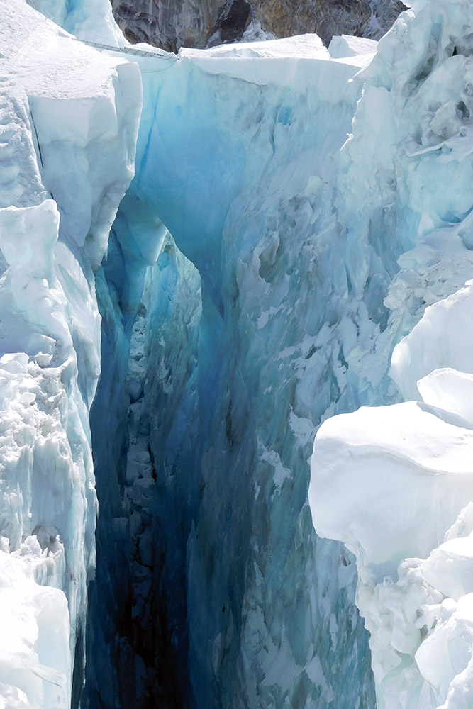Deep crevasse in the Khumbu Icefall