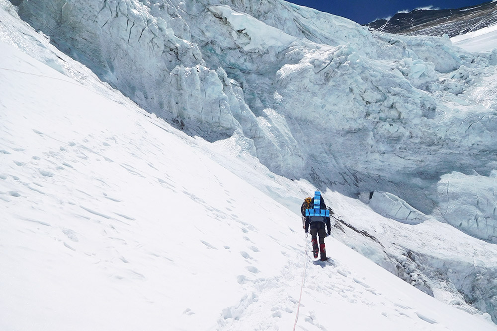 Approaching the base of the Lhotse Face
