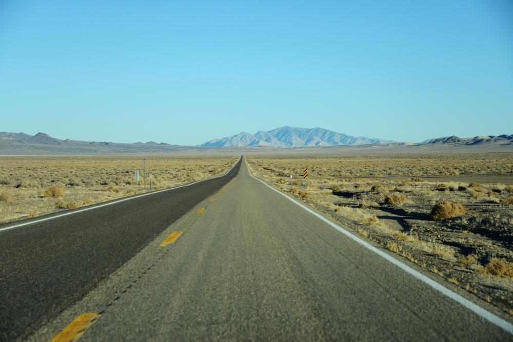 Nevada Desert Road Road through the Nevada desert