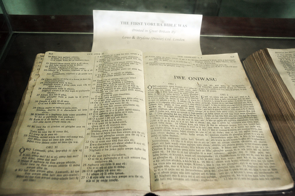 Historic Yoruba Bible displayed in Badagry, Nigeria