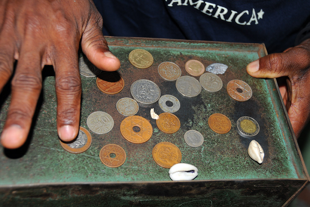 Historic coins displayed in Badagry, Nigeria