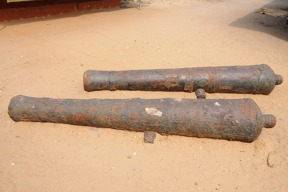 Historic cannons associated with the slave trade in Badagry, Nigeria
