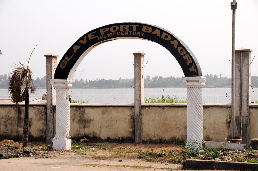 Historic slave port marker in Badagry, Nigeria