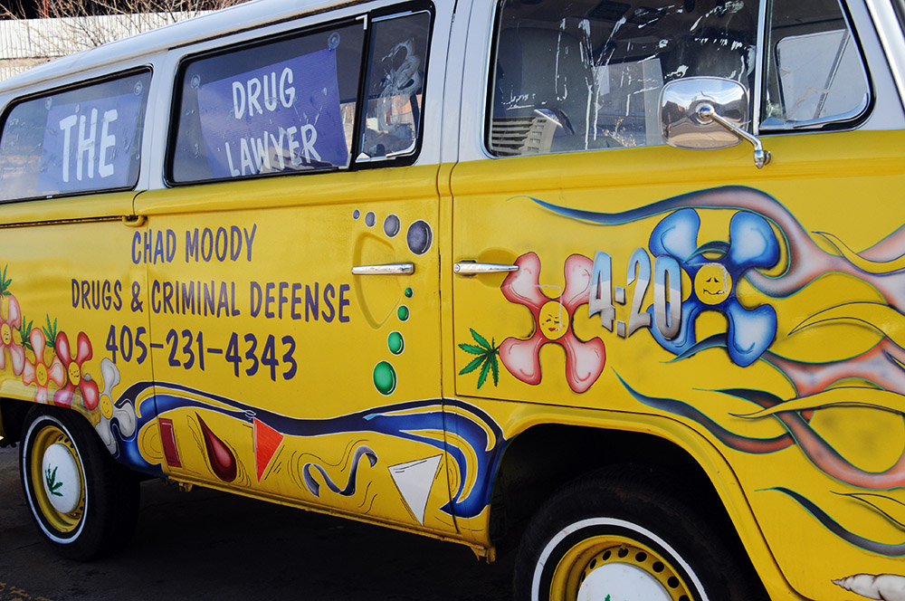 Drug lawyer advertising van in Oklahoma City