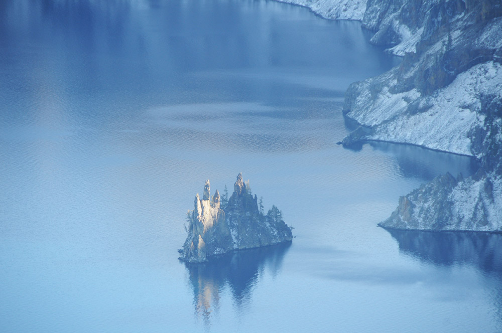Small island in Crater Lake Oregon