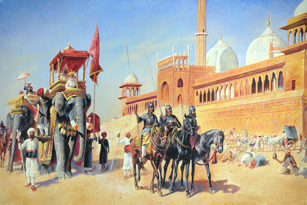 Painting depicting a historic scene for sale in Islamabad, Pakistan