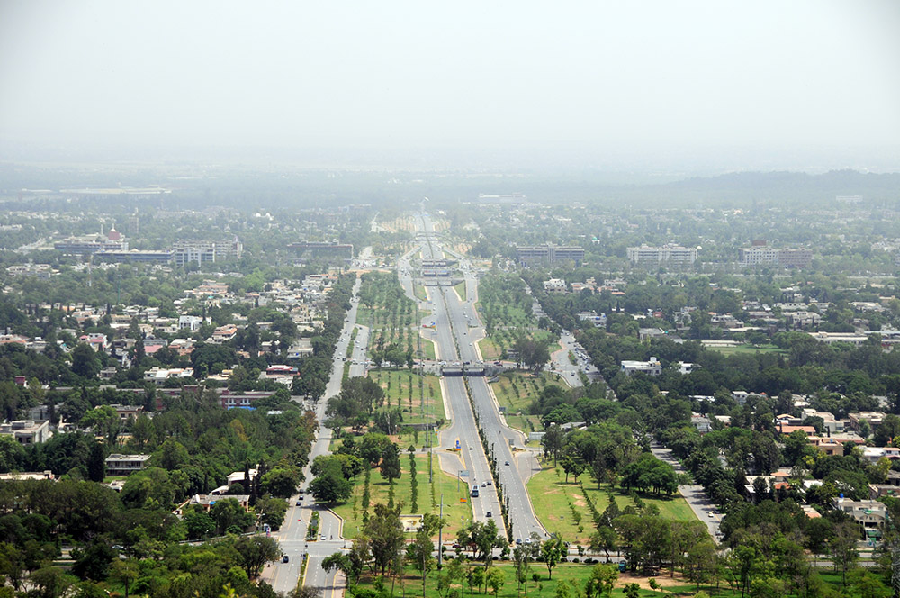 View across Islamabad, Pakistan toward the Margalla Hills