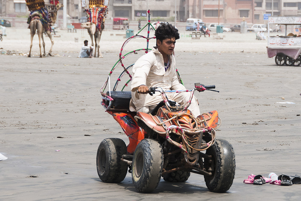 Dune buggy on Clifton Beach in Karachi, Pakistan