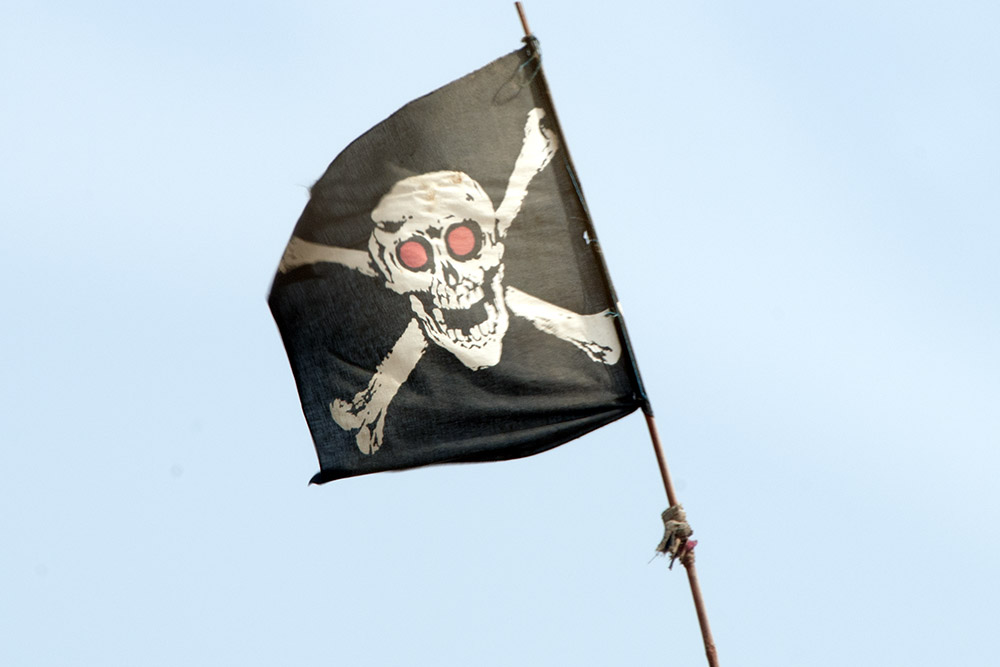 Pirate flag flying from a property in Karachi, Pakistan