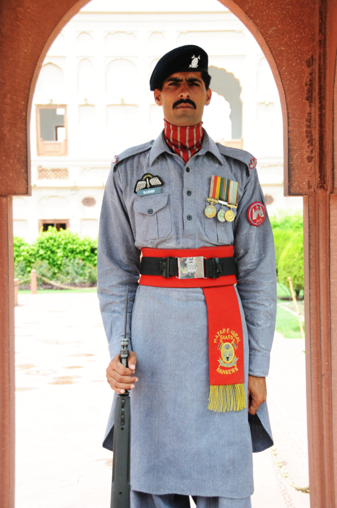 Guard at Badshahi Mosque in Lahore