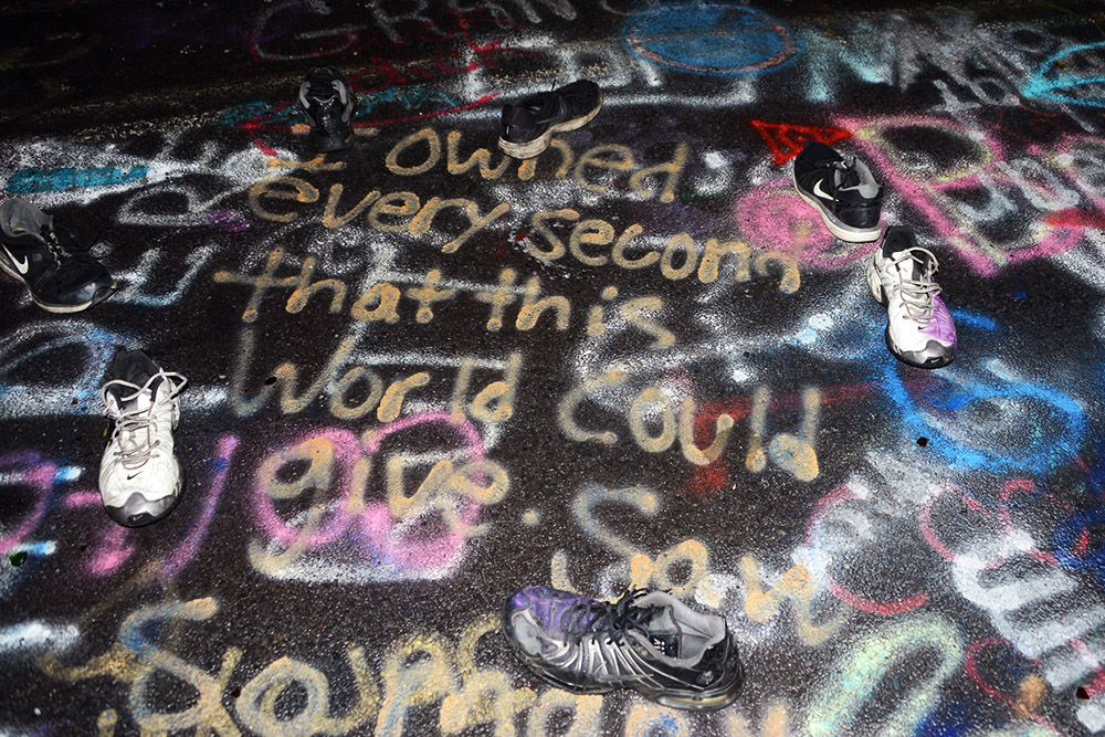 Circle of shoes on Centralia Graffiti Highway
