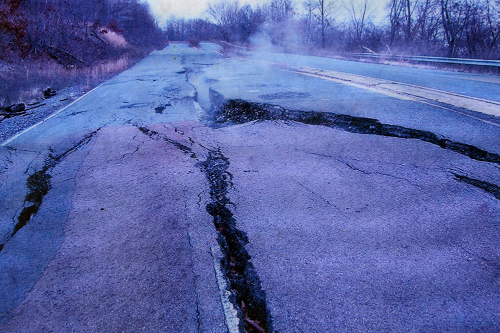 Road damaged by the Centralia mine fire