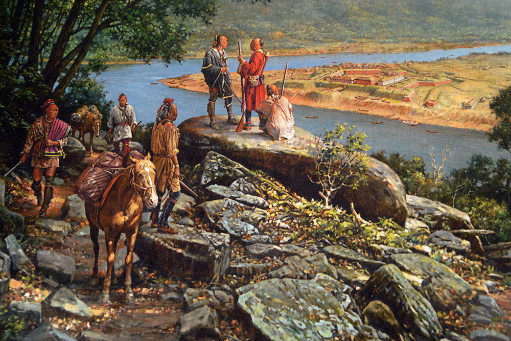 Historic depiction of Native Americans near Pittsburgh