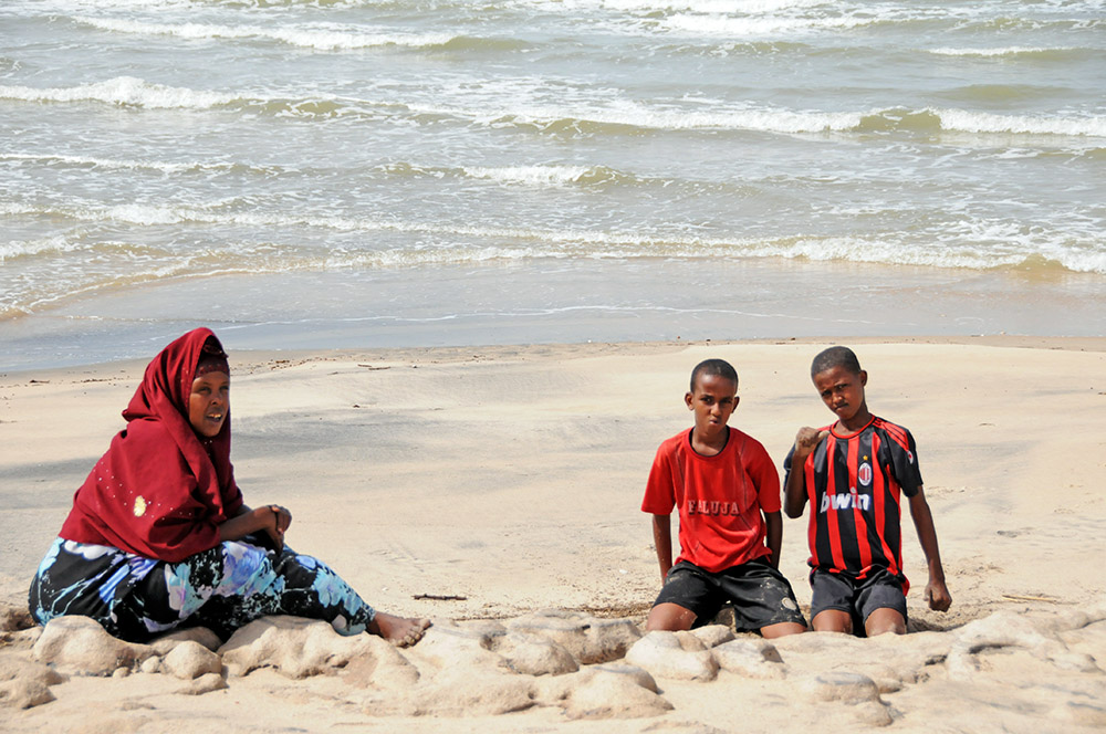 Family spending time on the beach in Berbera, Somaliland
