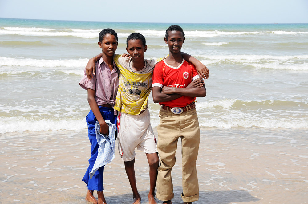 Children together on the beach at Berbera, Somaliland