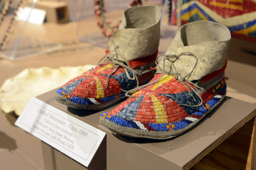 Decorated moccasins at the Journey Museum in Rapid City