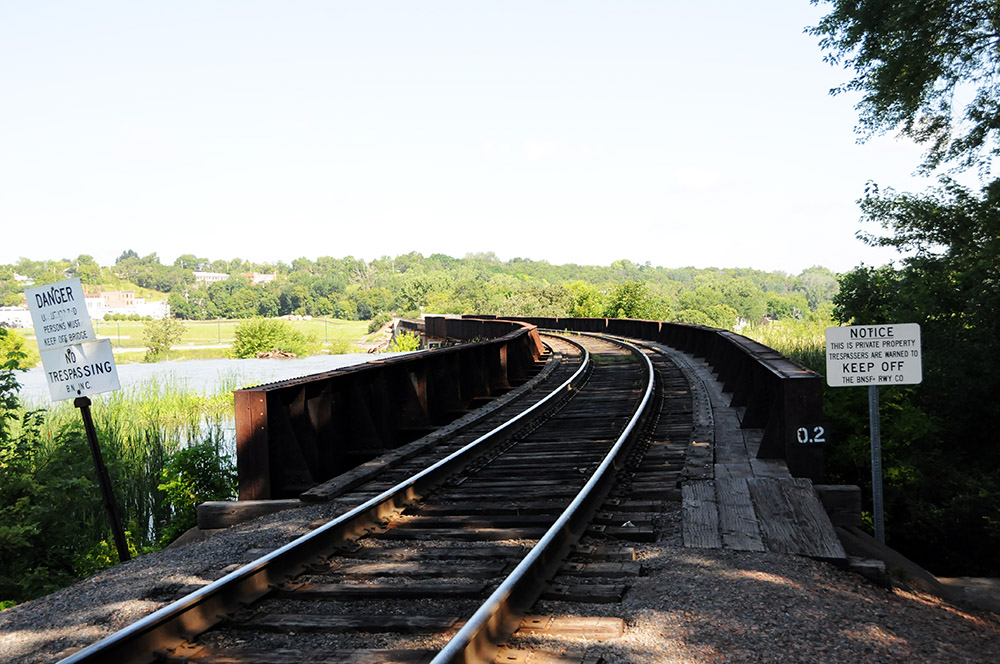 Railroad tracks crossing the Big Sioux River