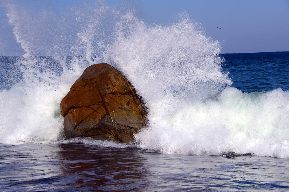 Waves crashing against rocks on the Gyeongju coast