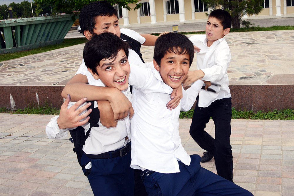 Tajik Kids School children in Dushanbe Tajikistan