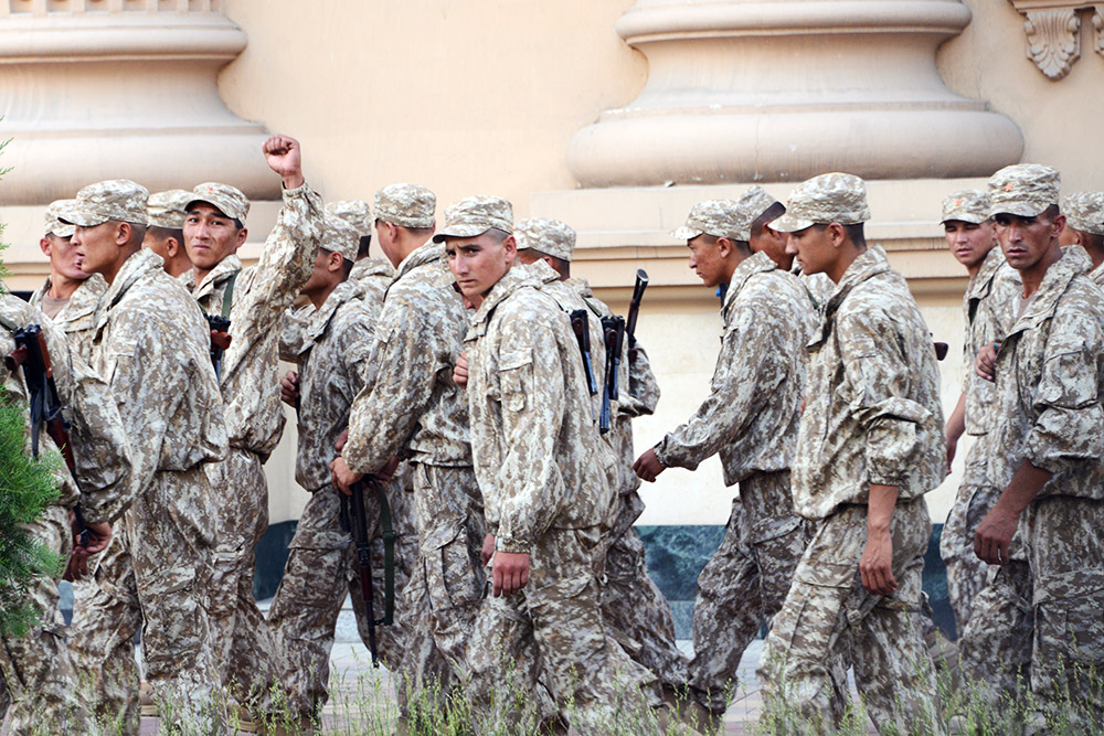 Tajik Troops Tajik soldiers in Dushanbe