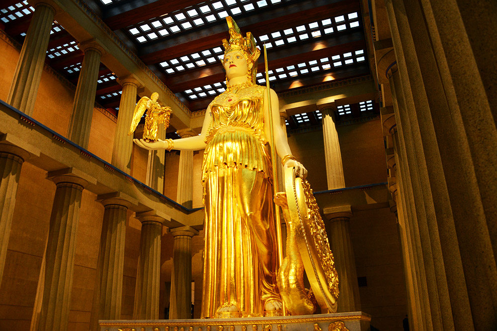 Athena at the Nashville Parthenon Athena statue inside the Nashville Parthenon
